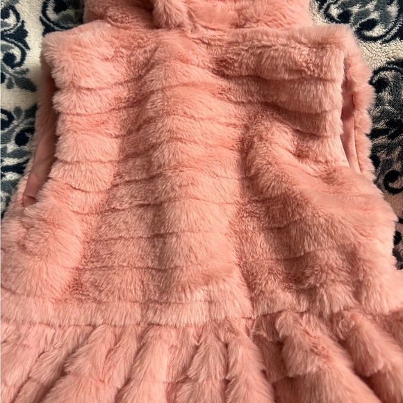 Little Lass 12 month Baby Girl Ight Pink and White Hooded Dressy Vest ECU - Picture 6 of 12